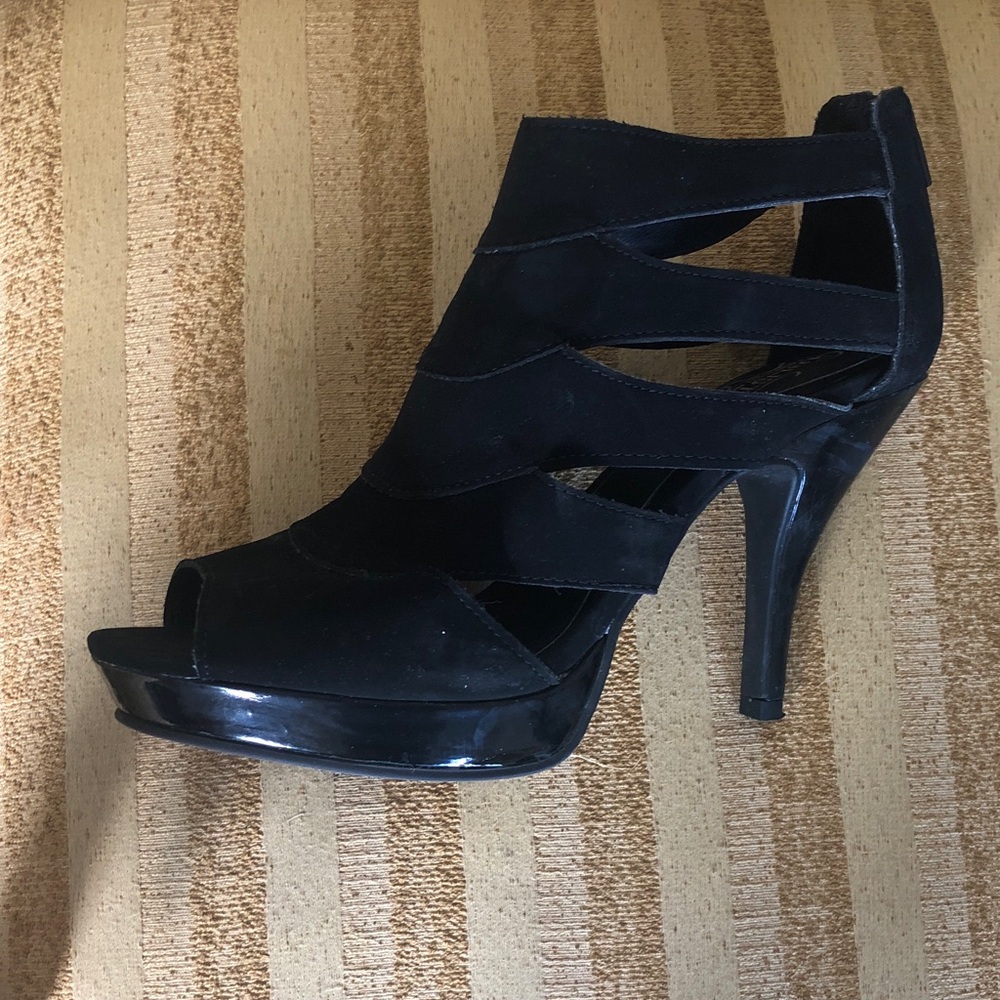 Unlisted Black Suede Wedge Heels 10
